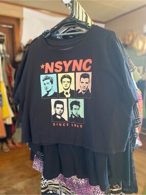 NSYNC Black Cropped Graphic Tee